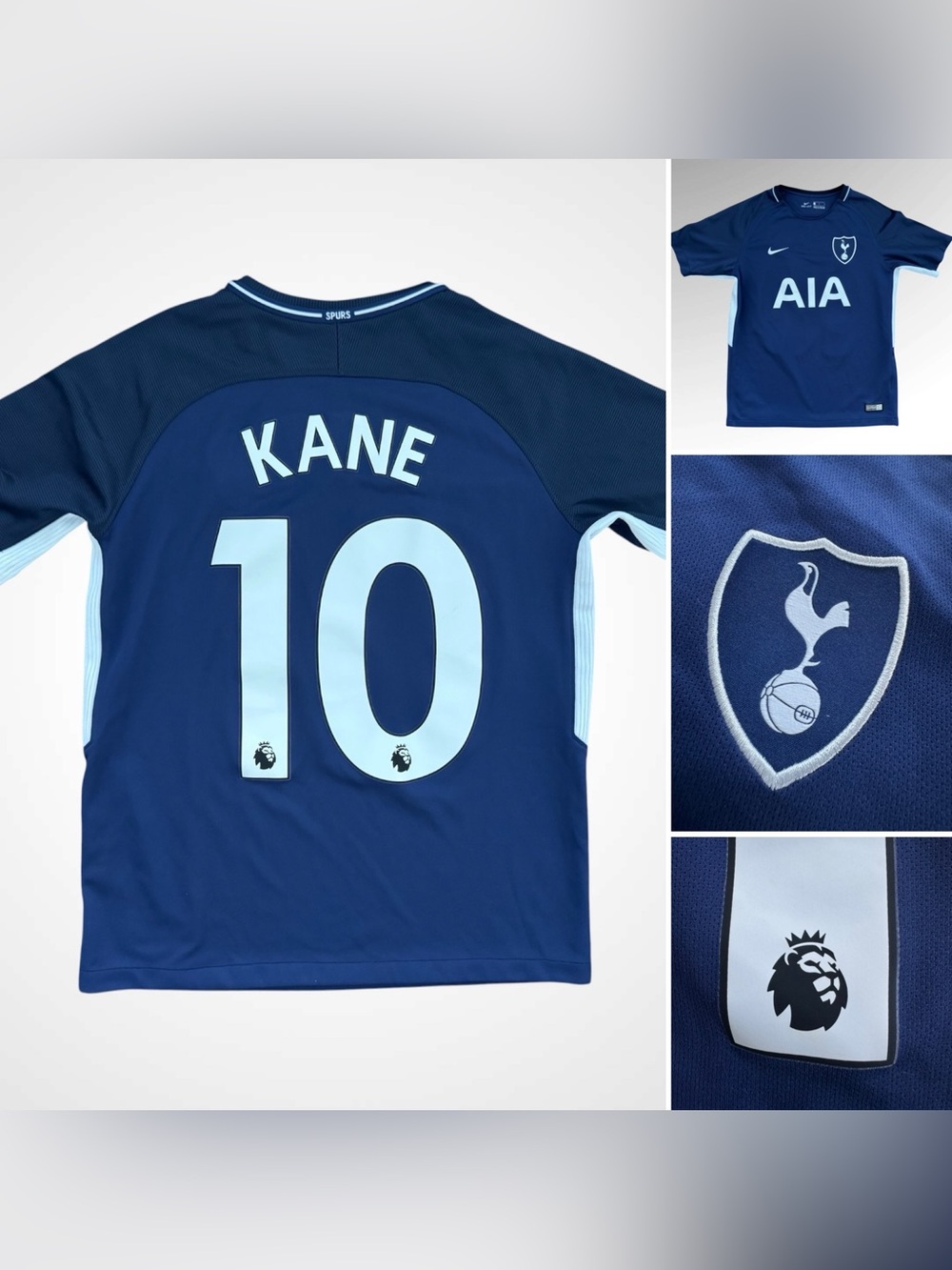 Nike Official Harry Kane #10 Tottenham 2017 Away Hotspur UCL Blue Jersey Women L